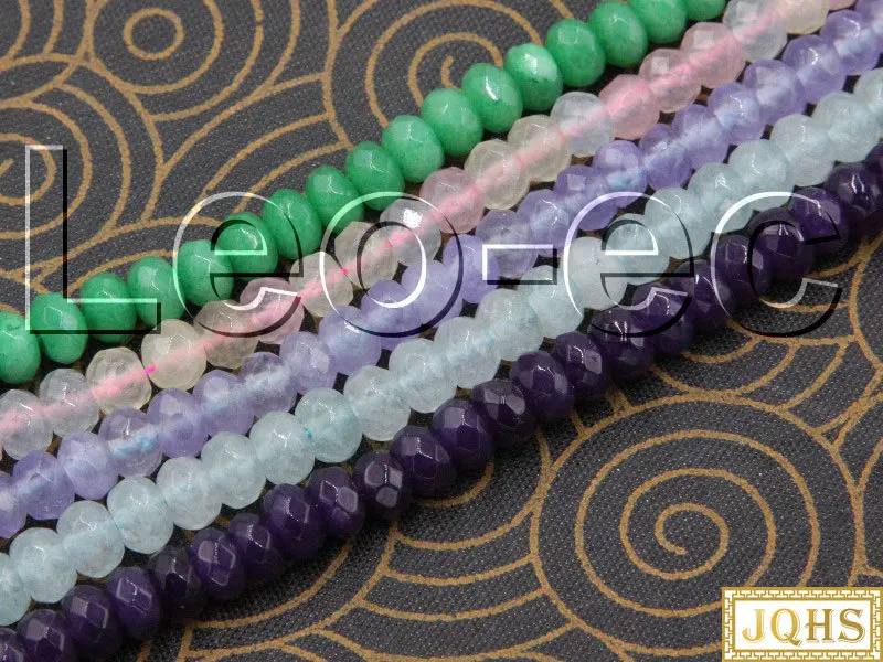 

4X6mm Faceted Rondelle Beads blue green pink purple jades Beads Strand ForJewelry Making 15" V1219