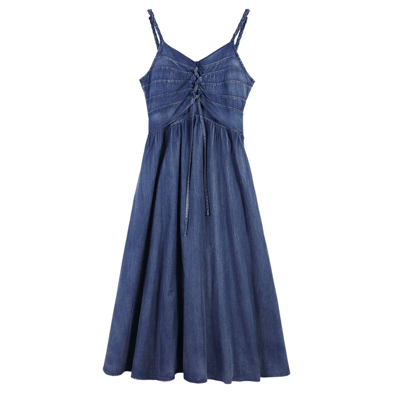 Sweet Fresh Camisole Denim Dresses for Women 2021 Summer New Vintage Lace Up Patchwork Vestidos Elegant V-neck One Piece
Sweet Fresh Camisole Denim Dresses for Women 2021 Summer New Vintage Lace Up Patchwork Vestidos Elegant V-neck One Piece
