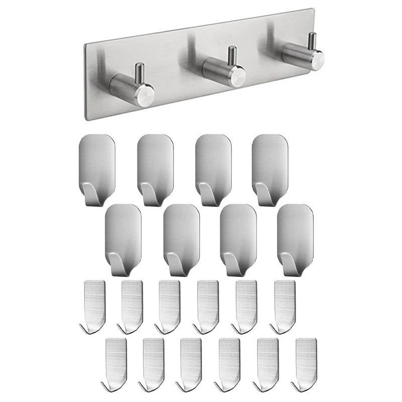 21 Pcs Hook:20 Pcs Self Adhesive Stainless Steel Wall Hooks & 1 Pcs Seamless Three Hook Sticky Hook
21 Pcs Hook:20 Pcs Self Adhesive Stainless Steel Wall Hooks & 1 Pcs Seamless Three Hook Sticky Hook