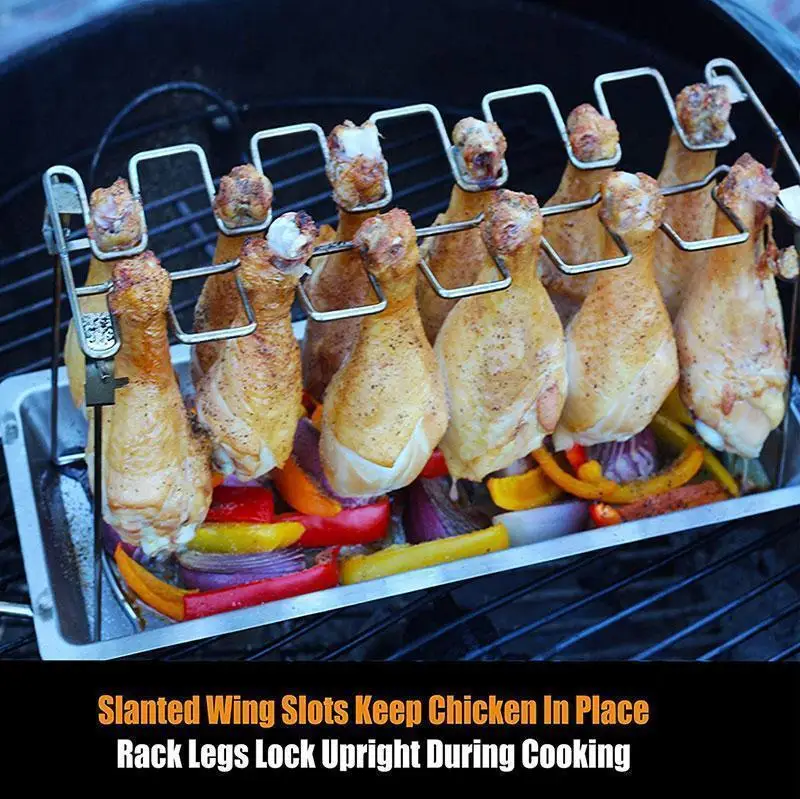 BBQ Beef Chicken Leg Wing Grill Rack Roasted Chicken Rack Holder Stainless Steel Chickens Leg Stand Holder BBQ Grill Charcoal
BBQ Beef Chicken Leg Wing Grill Rack Roasted Chicken Rack Holder Stainless Steel Chickens Leg Stand Holder BBQ Grill Charcoal