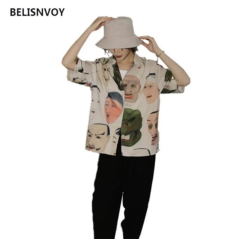 2021 Japanese Ukiyoe Printed Summer Blouse Women Collared Button Up Shirt Short Sleeve Retro Female Top And Blouse Streetwear
2021 Japanese Ukiyoe Printed Summer Blouse Women Collared Button Up Shirt Short Sleeve Retro Female Top And Blouse Streetwear