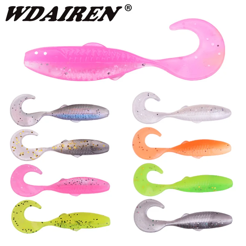 

20PCS Swim Tail Silicone Soft Bait 47mm 0.7g Worm Jig Wobblers Fishing Lure Artificial Pesca Fishing Tackle for Carp Bass Lures