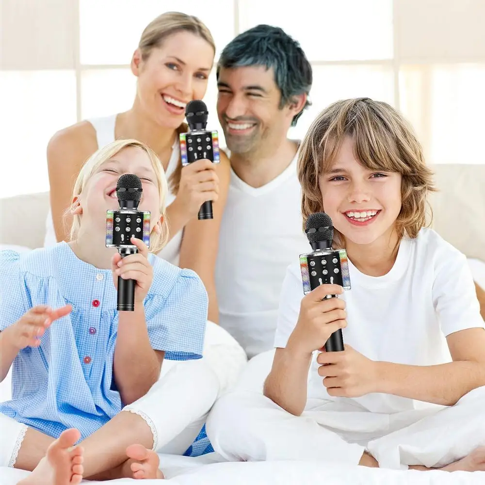 Wireless Karaoke Microphone, 4 in 1 Bluetooth Microphone for Kids With Led Lights Speaker Record Remix Function
Wireless Karaoke Microphone, 4 in 1 Bluetooth Microphone for Kids With Led Lights Speaker Record Remix Function