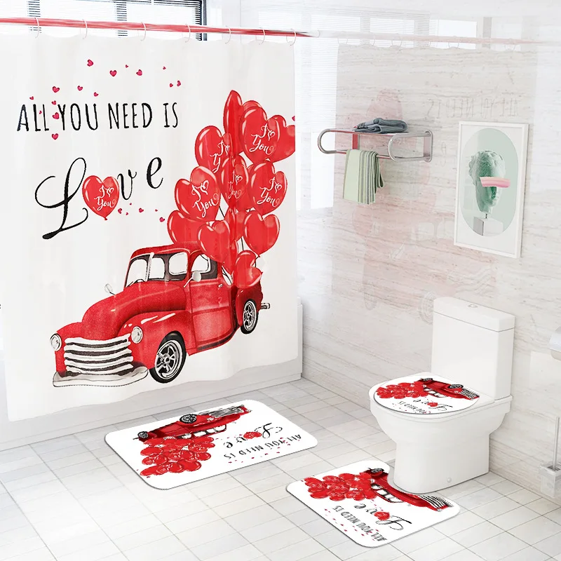 Valentine's Day Love Balloon Shower Curtain Bathroom Curtains Set Red Car Toilet Cover Non-slip Rugs Bath Mat Sets Home Decor
Valentine's Day Love Balloon Shower Curtain Bathroom Curtains Set Red Car Toilet Cover Non-slip Rugs Bath Mat Sets Home Decor