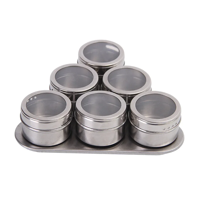 

6-12 Piece Set Magnetic Dustproof Visual Stainless Steel Seasoning Jar Outdoor Barbecue 6-9 Kinds of Seasoning Jar Set OK 1111