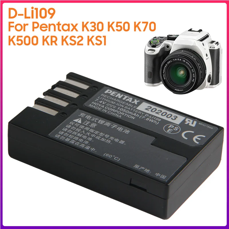 

Original Battery D-LI109 For Pentax K30 K50 K70 K500 KR KS2 KS1 K-30 K-50 K-70 K-500 K-R K-S2 K-S1 Authentic 1050mAh