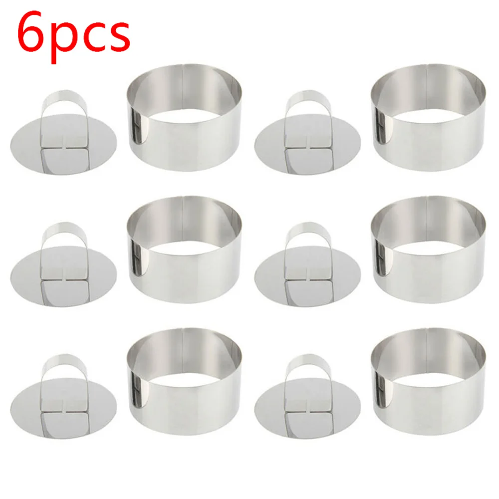6pcs Round Stainless Steel Cake Mousse Pastry Mini Baking Ring Mold With Pusher Durable And Practical
6pcs Round Stainless Steel Cake Mousse Pastry Mini Baking Ring Mold With Pusher Durable And Practical