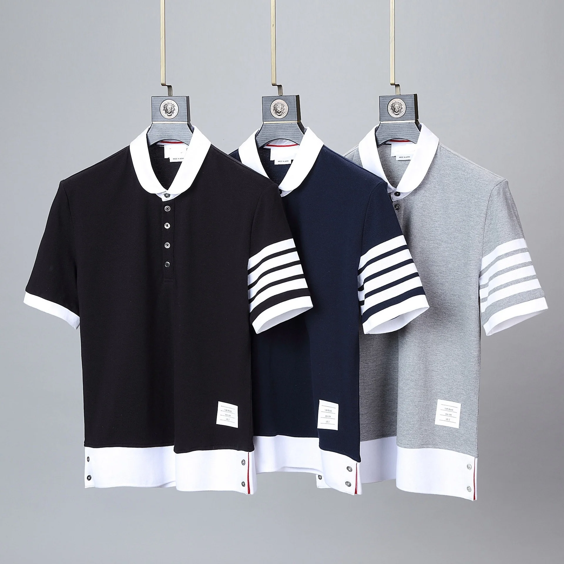 Brand THOM TB Men Polo Shirt Cotton Casual Short Sleeve Women Blouse Summer Korean Design Turn Down Collar Couple Outfit Top
Brand THOM TB Men Polo Shirt Cotton Casual Short Sleeve Women Blouse Summer Korean Design Turn Down Collar Couple Outfit Top