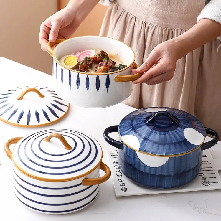 Underglaze Ceramic Soup Pot Double Ear With Lid Anti-scalding Noodle Rice Bowl Japanese Style Bowl Hand Painted Tureens ZH619
Underglaze Ceramic Soup Pot Double Ear With Lid Anti-scalding Noodle Rice Bowl Japanese Style Bowl Hand Painted Tureens ZH619