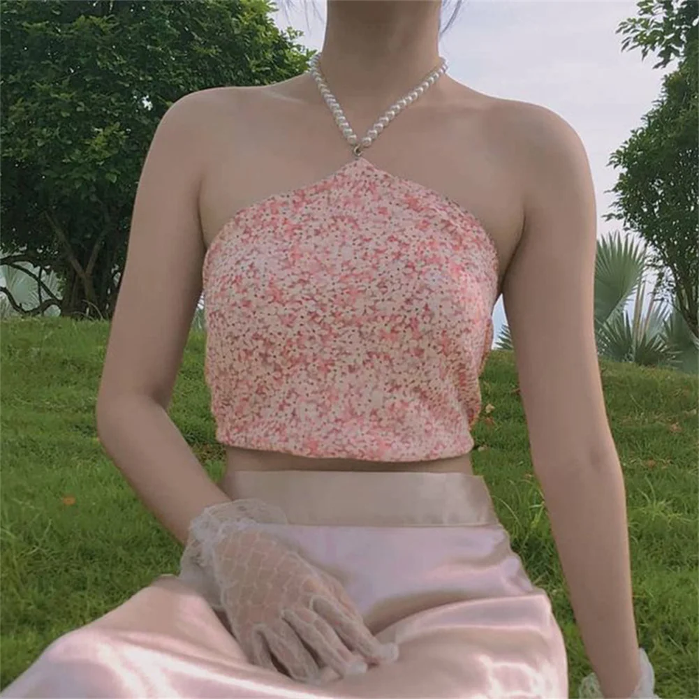 GREYGEM Womens Pink Crop Tops for Summer Chain Halter Sexy Backless Bandage Vest Elegant Floral Print Clothes
GREYGEM Womens Pink Crop Tops for Summer Chain Halter Sexy Backless Bandage Vest Elegant Floral Print Clothes
