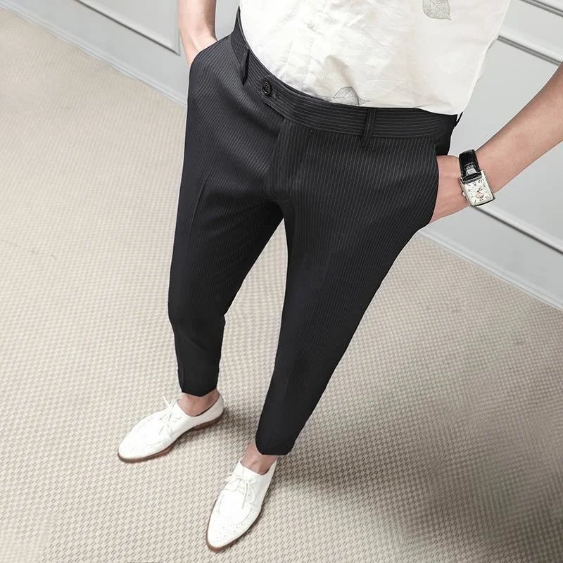 Summer light casual pants men's Korean striped slim fit small leg Capris fashion men's non iron business suit trousers
Summer light casual pants men's Korean striped slim fit small leg Capris fashion men's non iron business suit trousers