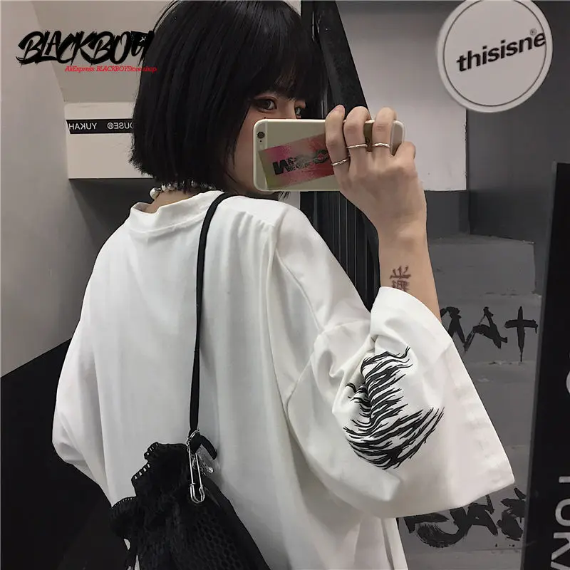 BLACKBOY trend printed short-sleeved T-shirt for men and women loose plus size jacket bf couple halfsleeve T-shirt Graphic shirt 
BLACKBOY trend printed short-sleeved T-shirt for men and women loose plus size jacket bf couple halfsleeve T-shirt Graphic shirt