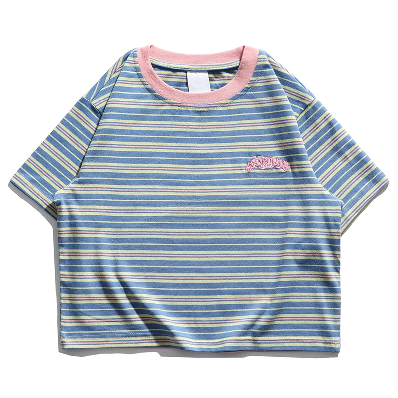 Women T-Shirt Hip Hop Streetwear Striped T Shirt Patchwork Embroidery Letter Harajuku Tshirt 2021 Summer Short Sleeve Tops Tees
Women T-Shirt Hip Hop Streetwear Striped T Shirt Patchwork Embroidery Letter Harajuku Tshirt 2021 Summer Short Sleeve Tops Tees