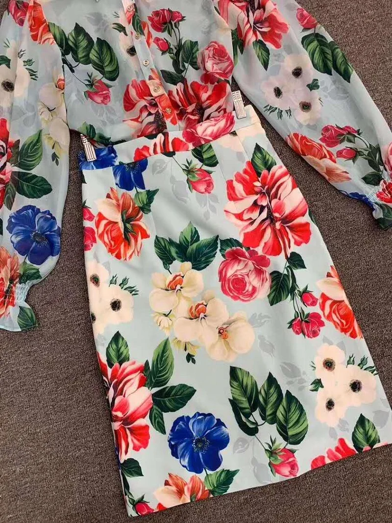 High Quality Skirt Suits 2020 Autumn Style Women Charming Floral Print Long Sleeve Shirts+Knee-Length Pencil Skirt Sets 2 Piece
High Quality Skirt Suits 2020 Autumn Style Women Charming Floral Print Long Sleeve Shirts+Knee-Length Pencil Skirt Sets 2 Piece