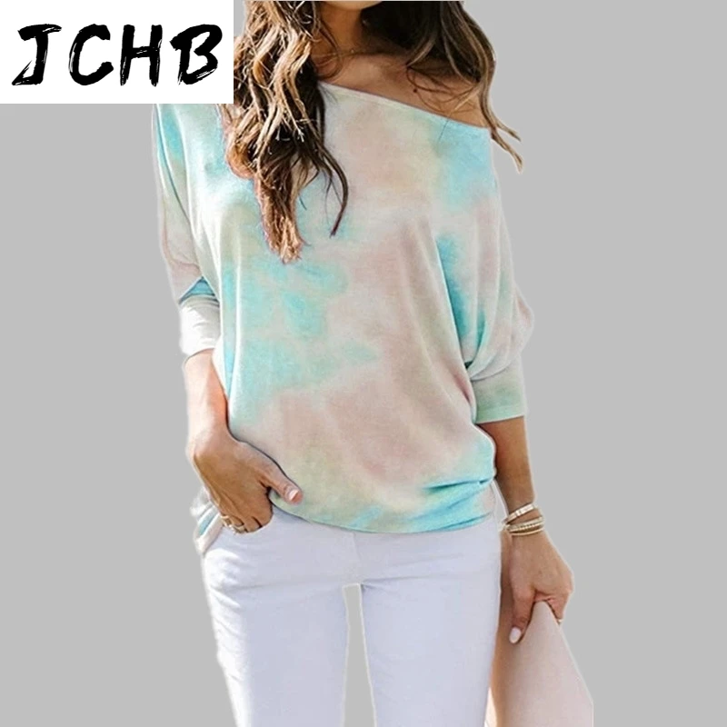 Shoulder Off Women Loose T-shirt Autumn Winter Tie-dye Printed Long Sleeve Tees Female Casual Slash Neck Gradient Ladies Tshirts
Shoulder Off Women Loose T-shirt Autumn Winter Tie-dye Printed Long Sleeve Tees Female Casual Slash Neck Gradient Ladies Tshirts
