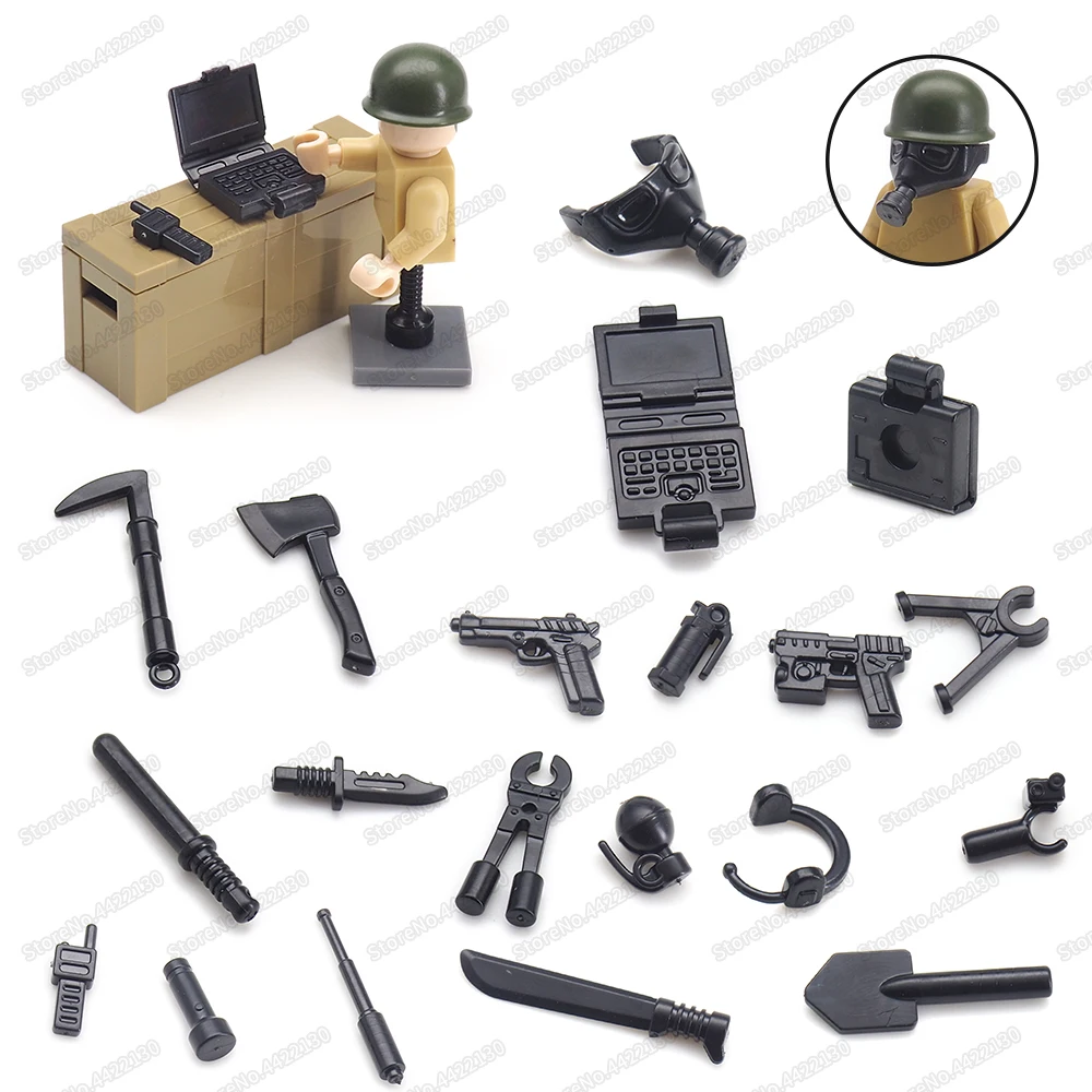 Military Weapons Special Force Equipment Gas Mask Building Block Moc WW2 Figures Battlefield Model Child Christmas Gift Boy Toys
Military Weapons Special Force Equipment Gas Mask Building Block Moc WW2 Figures Battlefield Model Child Christmas Gift Boy Toys