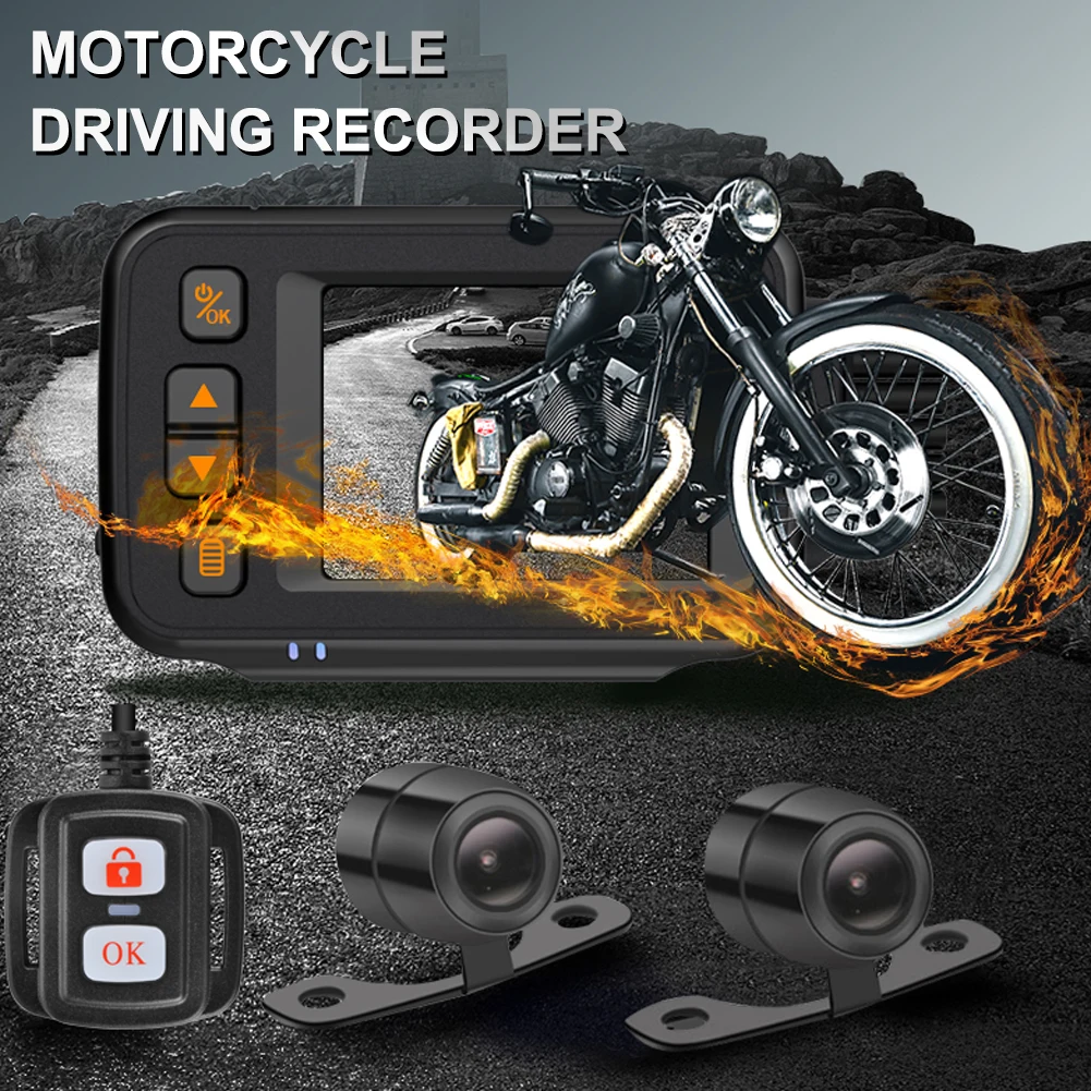 Motorcycle Dash Cam 1080P HD Dual Lens Front Rear Driving Recorder DVR Camera with 2" Display Loop Recording Parking Monitoring
Motorcycle Dash Cam 1080P HD Dual Lens Front Rear Driving Recorder DVR Camera with 2" Display Loop Recording Parking Monitoring