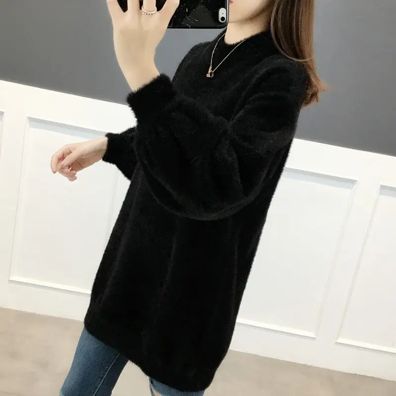 New imitation mink velvet padded sweater loose autumn and winter pullover foreign style knitted base shirt
New imitation mink velvet padded sweater loose autumn and winter pullover foreign style knitted base shirt