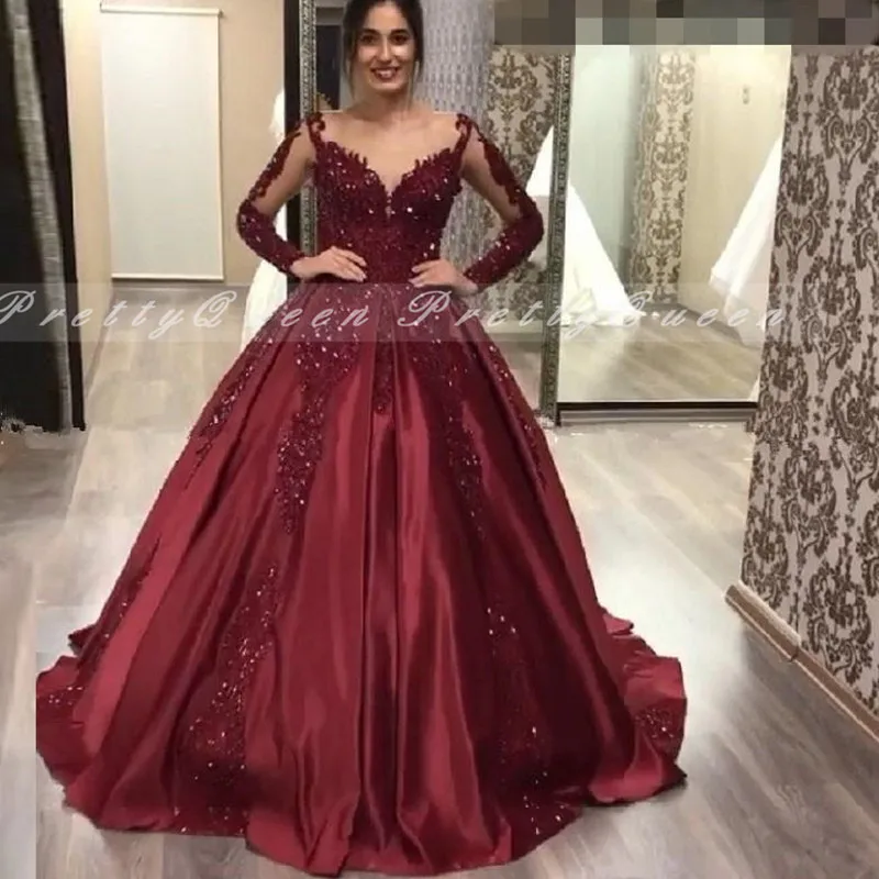 Shiny Beads Appliques Quinceanera Dresses With Long Sleeves 2021 Burgundy Satin V Neck A Line Sweet 16 Dress Pageant Vestidos
Shiny Beads Appliques Quinceanera Dresses With Long Sleeves 2021 Burgundy Satin V Neck A Line Sweet 16 Dress Pageant Vestidos