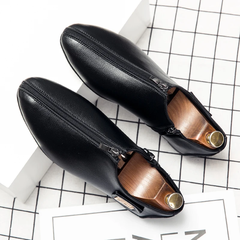 Pop Men Fashion Zipper Pu Leather Shoes Low Top Formal Black Dress Shoes Autumn Classic Casual Male Soft Flat Sneakers
Pop Men Fashion Zipper Pu Leather Shoes Low Top Formal Black Dress Shoes Autumn Classic Casual Male Soft Flat Sneakers