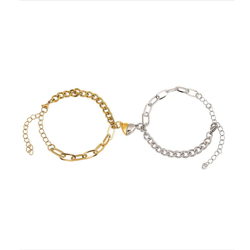 A Pair Classic Stainless Steel Couple Hand Chain Heart Type Hollow Plated Bracelet Fashion Men And Women Jewelry Magnetic Heart
A Pair Classic Stainless Steel Couple Hand Chain Heart Type Hollow Plated Bracelet Fashion Men And Women Jewelry Magnetic Heart