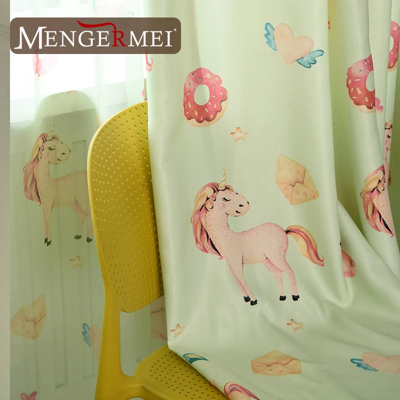 MENGERMEI Единорог занавески гостиная детские шторы для гостиной спальни детей