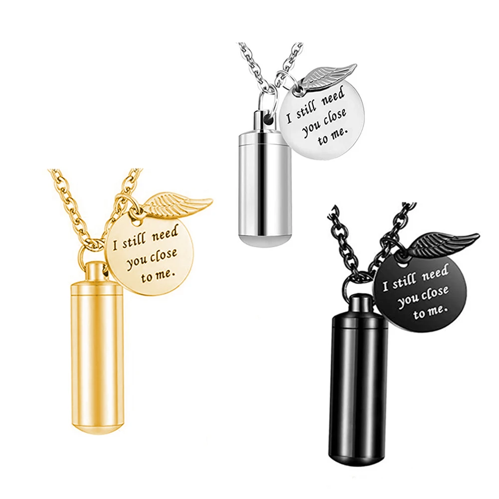 Stainless Steel Cremation Jewelry Urn Necklace pet Memorial Keepsake Pendant with Angel Wing I Still Need You Close to Me
Stainless Steel Cremation Jewelry Urn Necklace pet Memorial Keepsake Pendant with Angel Wing I Still Need You Close to Me