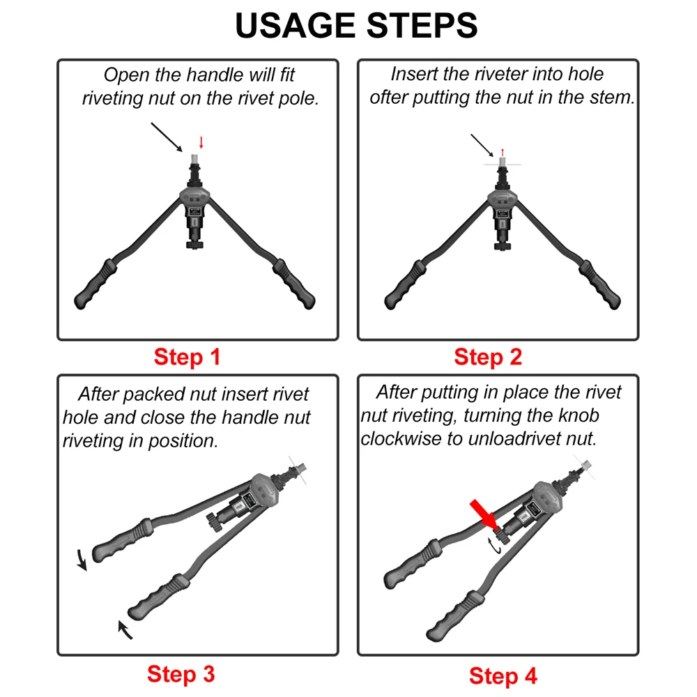 ALLSOME BT-606 Riveter Gun tool Hand Insert Rivet Nut Tool Manual Mandrels 6-32 8-32 10-24 1/4-20 HT2596
ALLSOME BT-606 Riveter Gun tool Hand Insert Rivet Nut Tool Manual Mandrels 6-32 8-32 10-24 1/4-20 HT2596