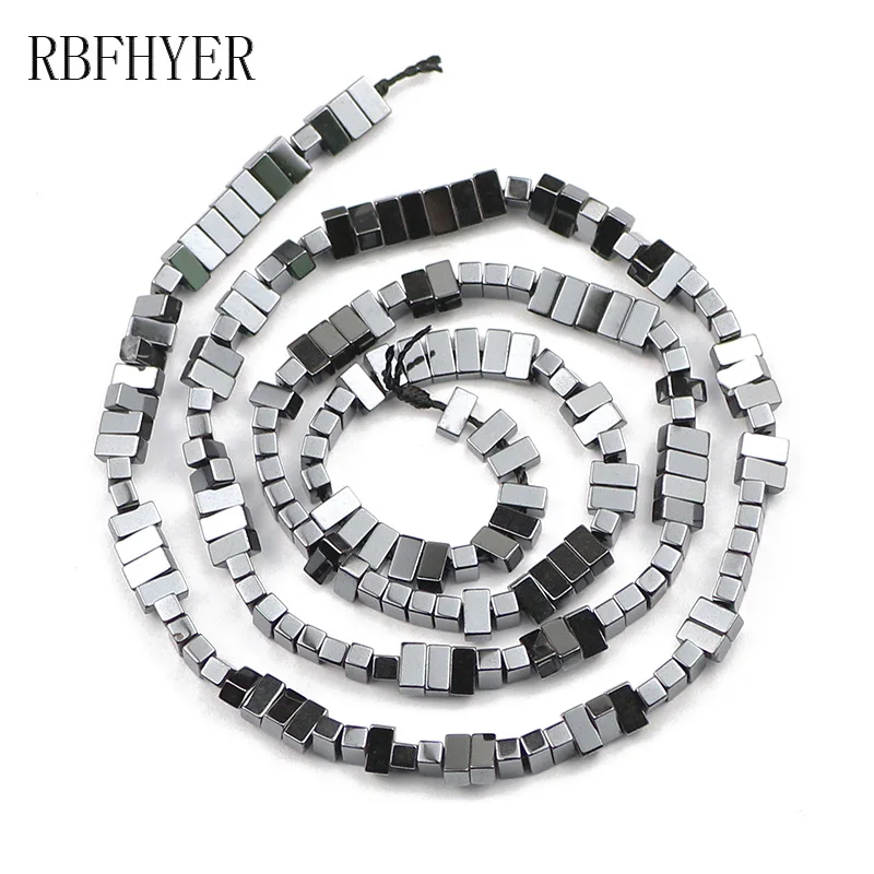 Фото Прямоугольные черные гематитовые бусины RBFHYER длиной 4x2x2 мм свободные квадратной