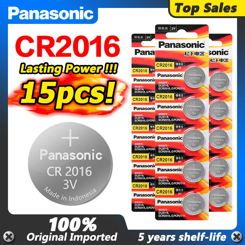 PANASONIC 15Pcs 3V Coin Cell Battery CR2016 LM2016 BR2016 Lithium Disposable Batteries For Calculator Remote Control Watch
PANASONIC 15Pcs 3V Coin Cell Battery CR2016 LM2016 BR2016 Lithium Disposable Batteries For Calculator Remote Control Watch