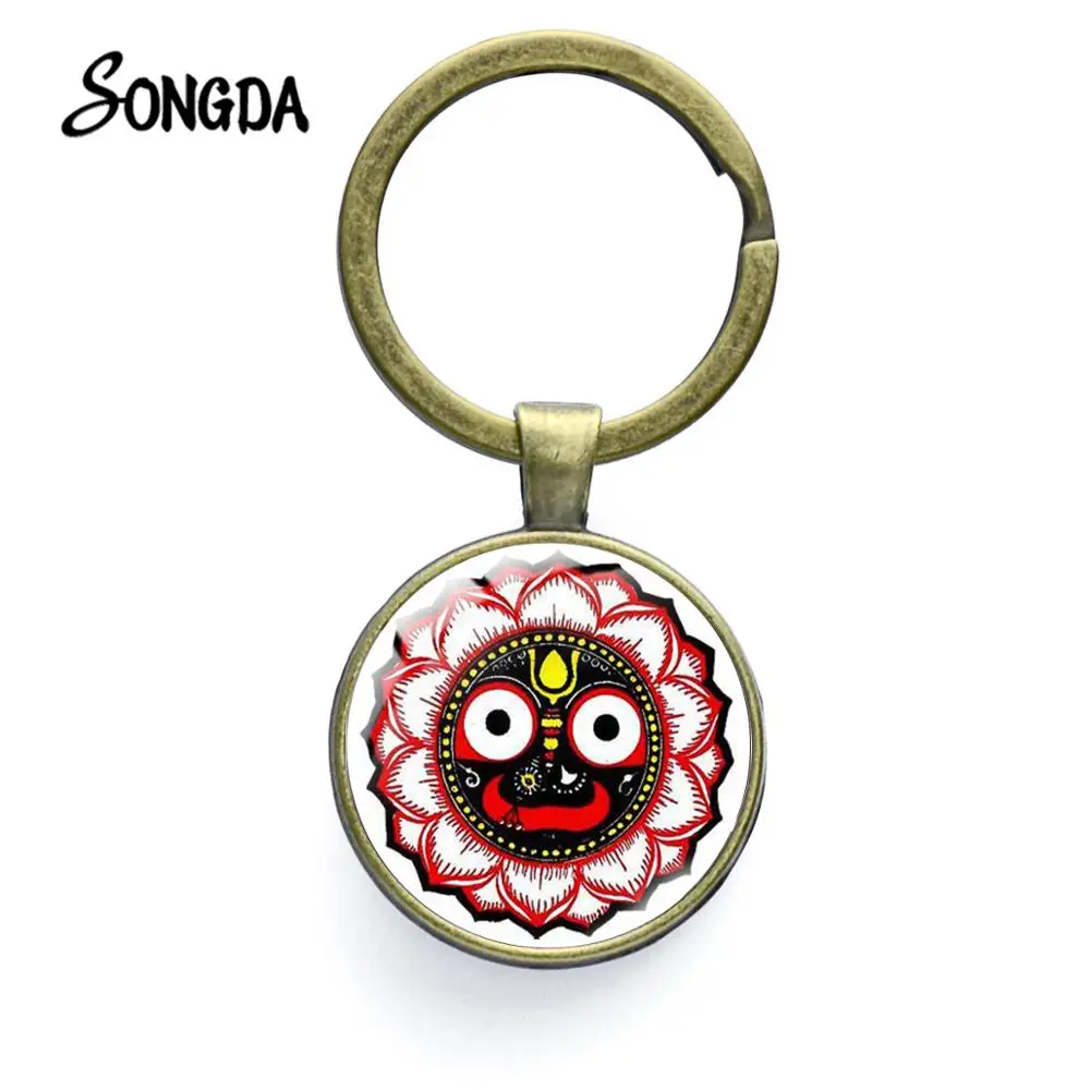 Lord Jagannath цепочка для ключей OM лотоса Пури Индия Индийский Бог арт разрисованные