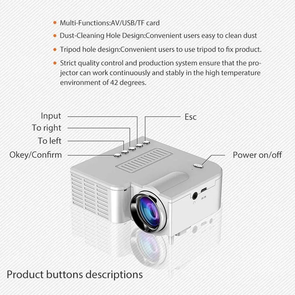 UC28 1080P Home Cinema Movie Video Projector LED Mini Projector Video Beamer Support 4K Video U Disk TF Card STB
UC28 1080P Home Cinema Movie Video Projector LED Mini Projector Video Beamer Support 4K Video U Disk TF Card STB