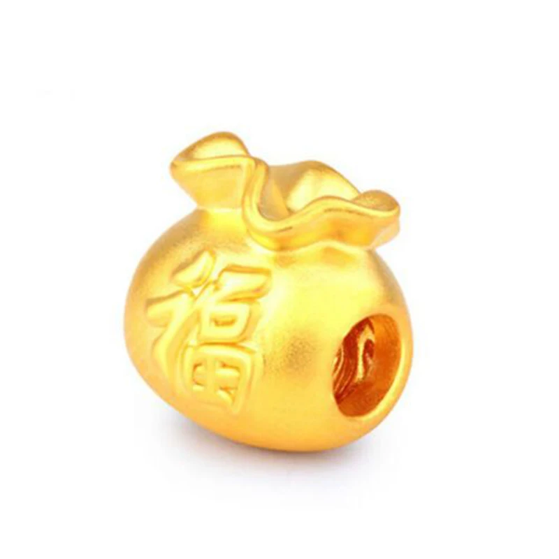 

Pure 24K 999 Yellow Gold Men Women Lucky Fu Bag Bead Pendant 0.1-0.2g