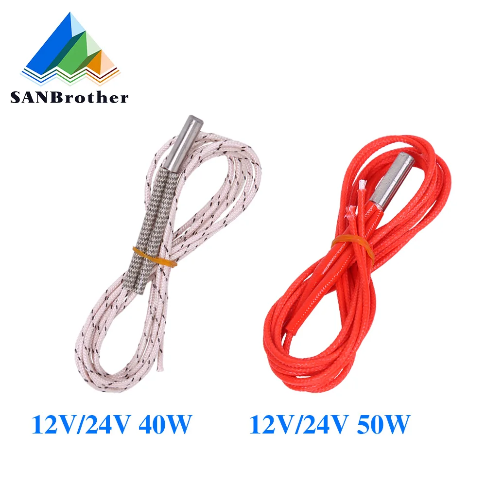 3D Printer 6*20MM 12V / 24V 40W 50W Heater Cartridge With 1M/2M cable For 3D Printer for V6 HOTEND Volcano MK8 MK9
3D Printer 6*20MM 12V / 24V 40W 50W Heater Cartridge With 1M/2M cable For 3D Printer for V6 HOTEND Volcano MK8 MK9