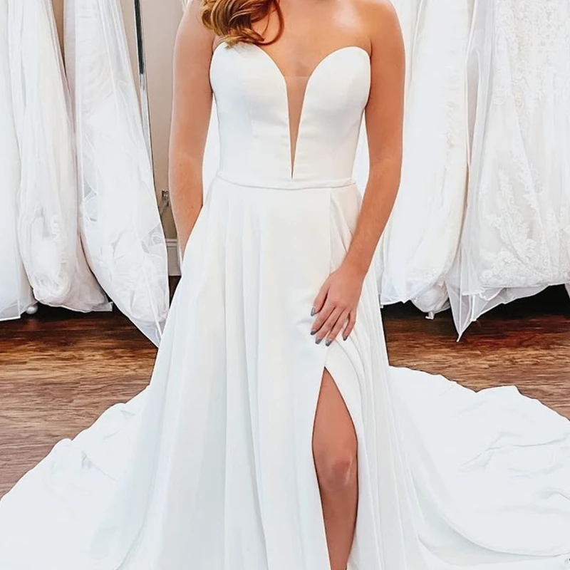 Simple A-Line Wedding Dress Sweetheart Court Train Floor Length Split 2021 Sleeveless Charming Robe De Mariee Beach Rustic
Simple A-Line Wedding Dress Sweetheart Court Train Floor Length Split 2021 Sleeveless Charming Robe De Mariee Beach Rustic