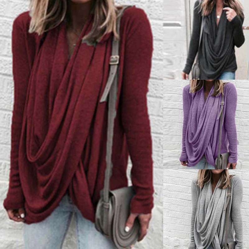 Women Sexy Casual Loose Deep V Neck Long Sleeve Pleated Wrap Top Shirt Tunic Autumn Warm Winter Blouse Female Blusas Hot
Women Sexy Casual Loose Deep V Neck Long Sleeve Pleated Wrap Top Shirt Tunic Autumn Warm Winter Blouse Female Blusas Hot