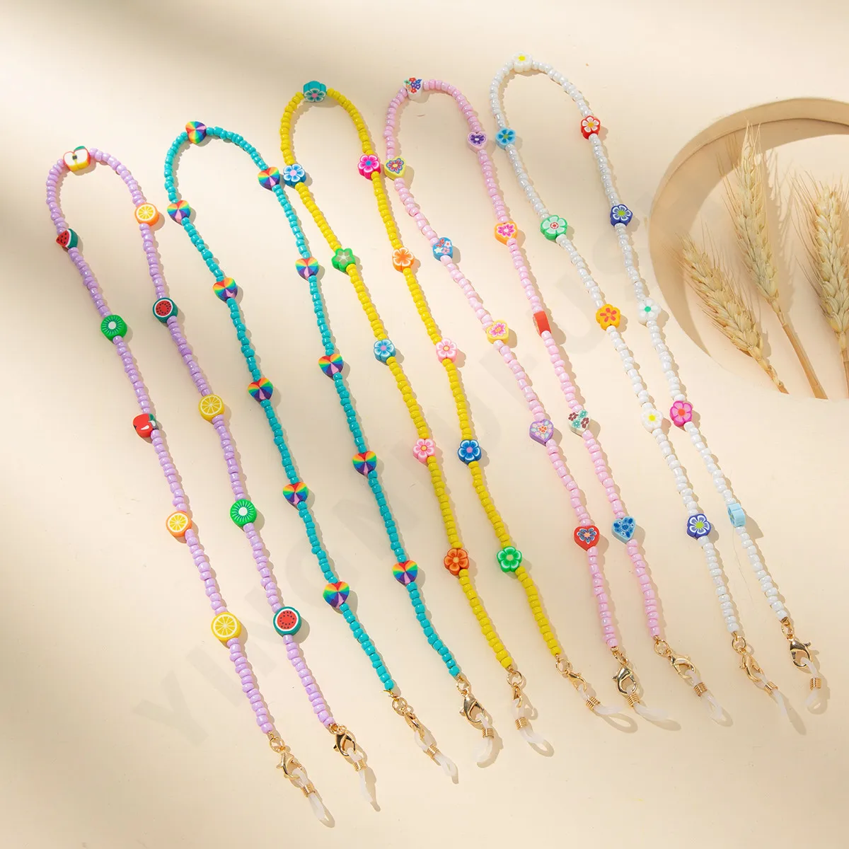 Fashion Bohemian Candy Color Fruit Flower Soft Pottery Color Round Rice Bead Glasses Chain Women Mask Anti-lost Lanyard Jewelry
Fashion Bohemian Candy Color Fruit Flower Soft Pottery Color Round Rice Bead Glasses Chain Women Mask Anti-lost Lanyard Jewelry
