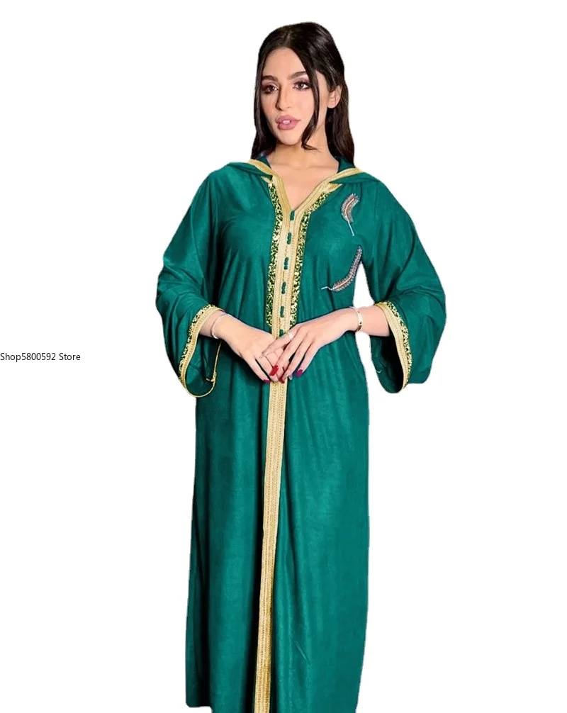 

2021 Ramadan Abayas For Women Abaya Dubai Muslim Hooded Dress Jalabiya Caftan Marocain Turkish Evening Gown Islam Clothing