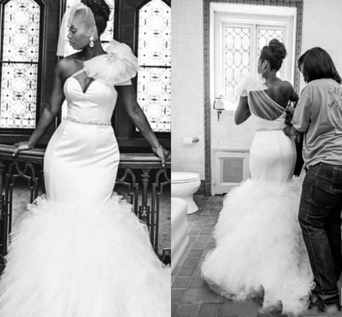 Sexy One Shoulder Plus Size Wedding Dresses Crystal Sash Mermaid Court Train Bridal Gowns African Customized Wedding Dress
Sexy One Shoulder Plus Size Wedding Dresses Crystal Sash Mermaid Court Train Bridal Gowns African Customized Wedding Dress