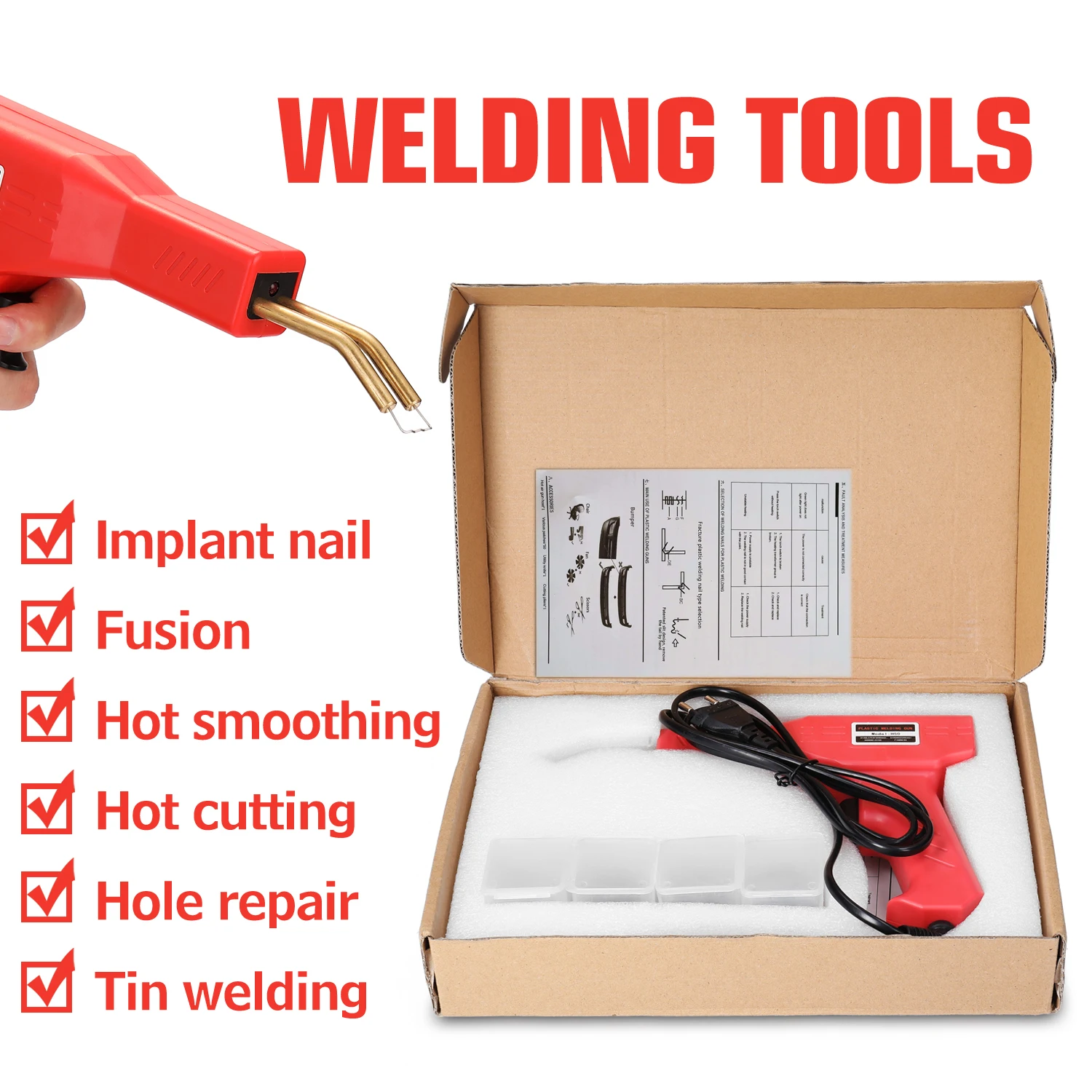 Handy Plastics Welders Garage Tools Hot Staplers Machine Staple PVC Repairing Machine Car Bumper Repairing Stapler Welding Tool
Handy Plastics Welders Garage Tools Hot Staplers Machine Staple PVC Repairing Machine Car Bumper Repairing Stapler Welding Tool