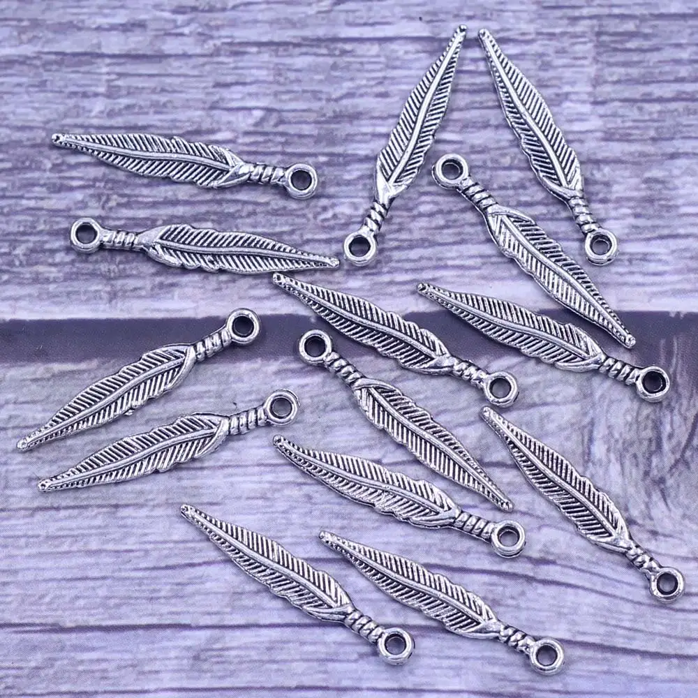 10Pcs Pendants Bird Feather Animal Leaf Metal Alloy Silver Tone For Charms Bracelets Jewelry DIY Finding 28x5mm
10Pcs Pendants Bird Feather Animal Leaf Metal Alloy Silver Tone For Charms Bracelets Jewelry DIY Finding 28x5mm
