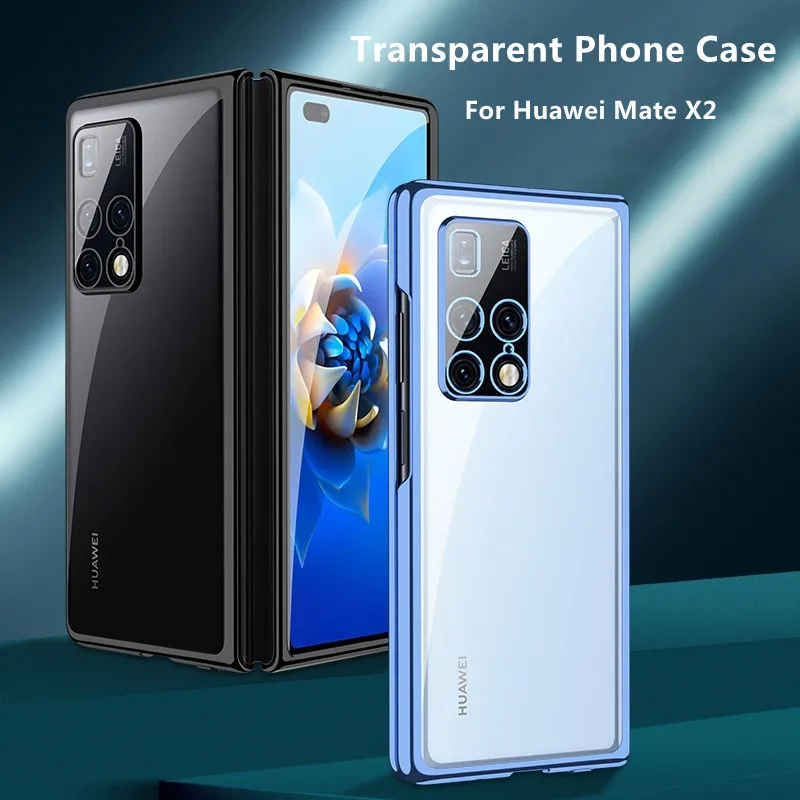 

Простые прозрачные чехлы для телефонов Huawei Mate X2, флип-кейсы, Жесткий ПК чехол, ультра-тонкий противоударный чехол, противоударный защитный ф...