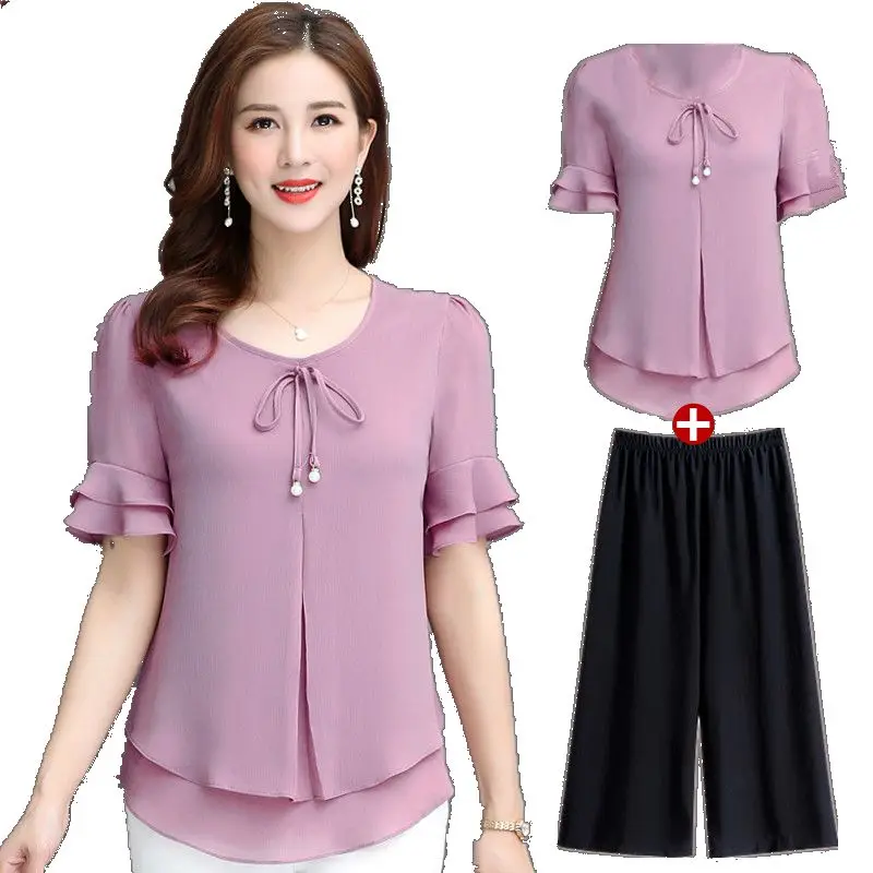 2020 Solid color all-match comfortable casual women's two-piece set summer new short-sleeved shirt + seven pants sweat suits
2020 Solid color all-match comfortable casual women's two-piece set summer new short-sleeved shirt + seven pants sweat suits