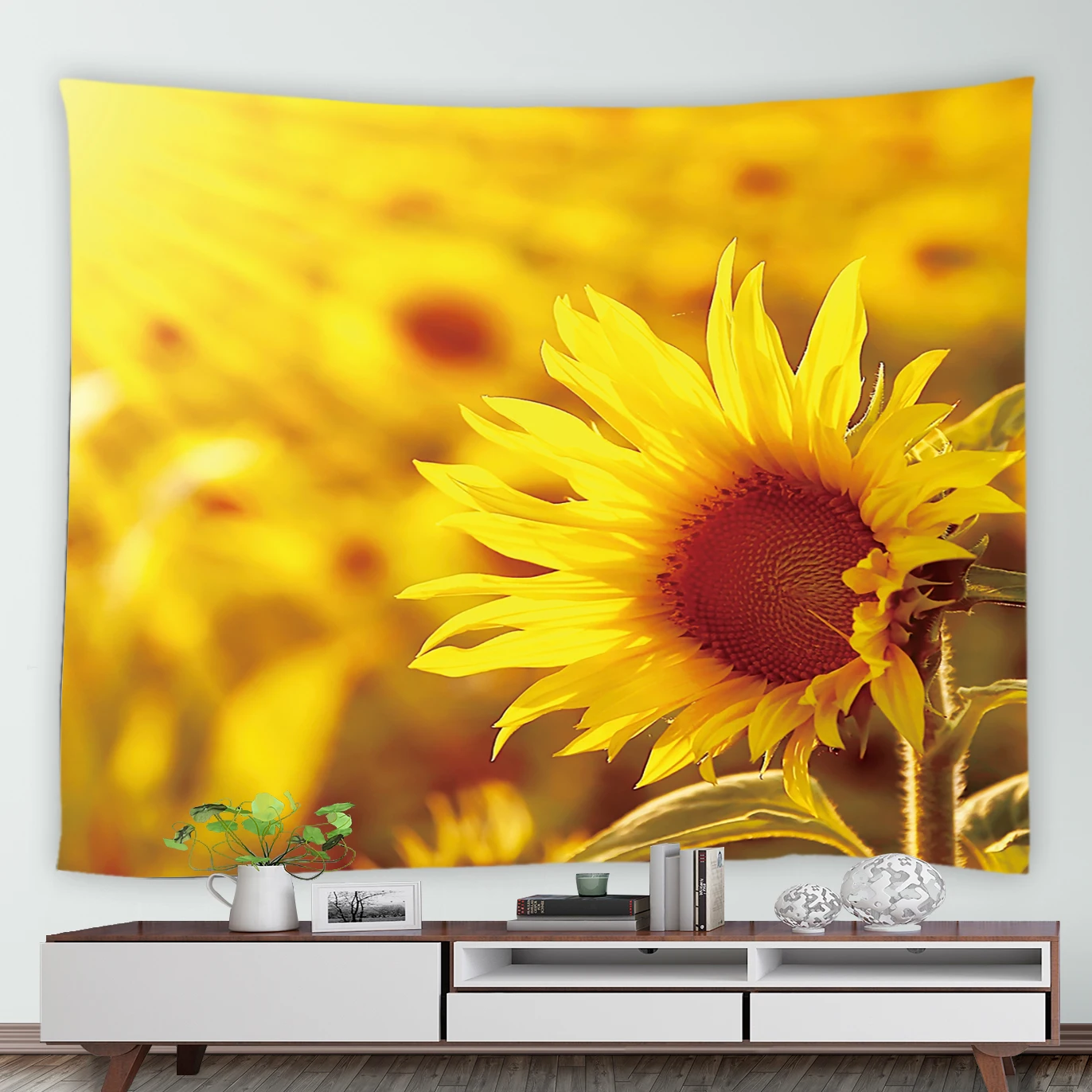 

Rural Floral Sunlight Sunflower Tapestry Yellow Flowers Natural Landscape Tapestries Home Dorm Decor Wall Hanging Mural Blanket