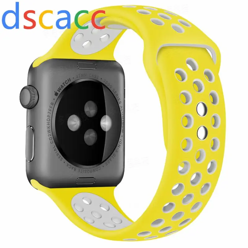 Наручные часы DSCACC для Apple Watch 42/44 мм 38/40 силиконовый ремешок iWatch 5/4/3/2 спортивный