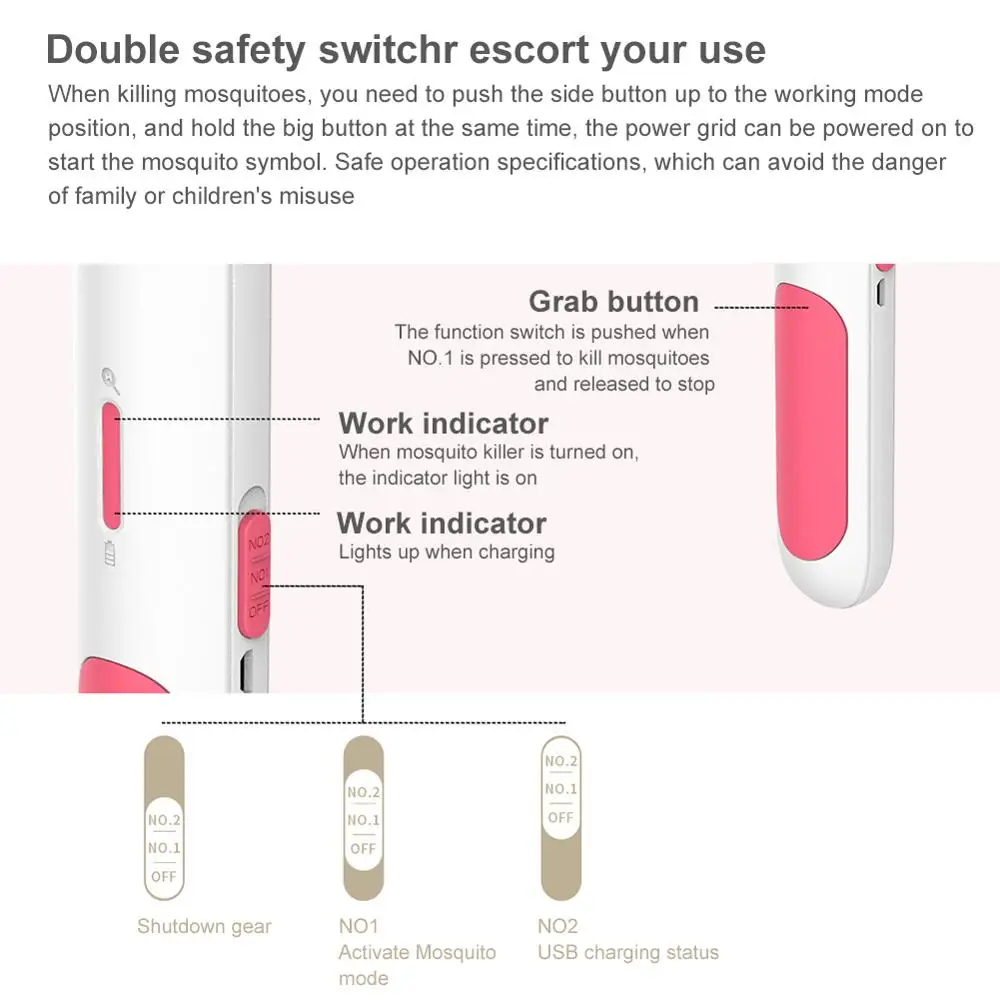 New 2-in-1 USB Charging Mosquito Swatter 360-400nm Multifunctional Electric Shock Lamp Electric Shock Mosquito killing lamp
New 2-in-1 USB Charging Mosquito Swatter 360-400nm Multifunctional Electric Shock Lamp Electric Shock Mosquito killing lamp