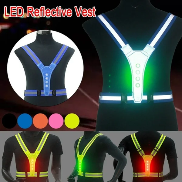 High Visibility Adjustable LED Reflective Vest Safety Straps Cycling Running
High Visibility Adjustable LED Reflective Vest Safety Straps Cycling Running