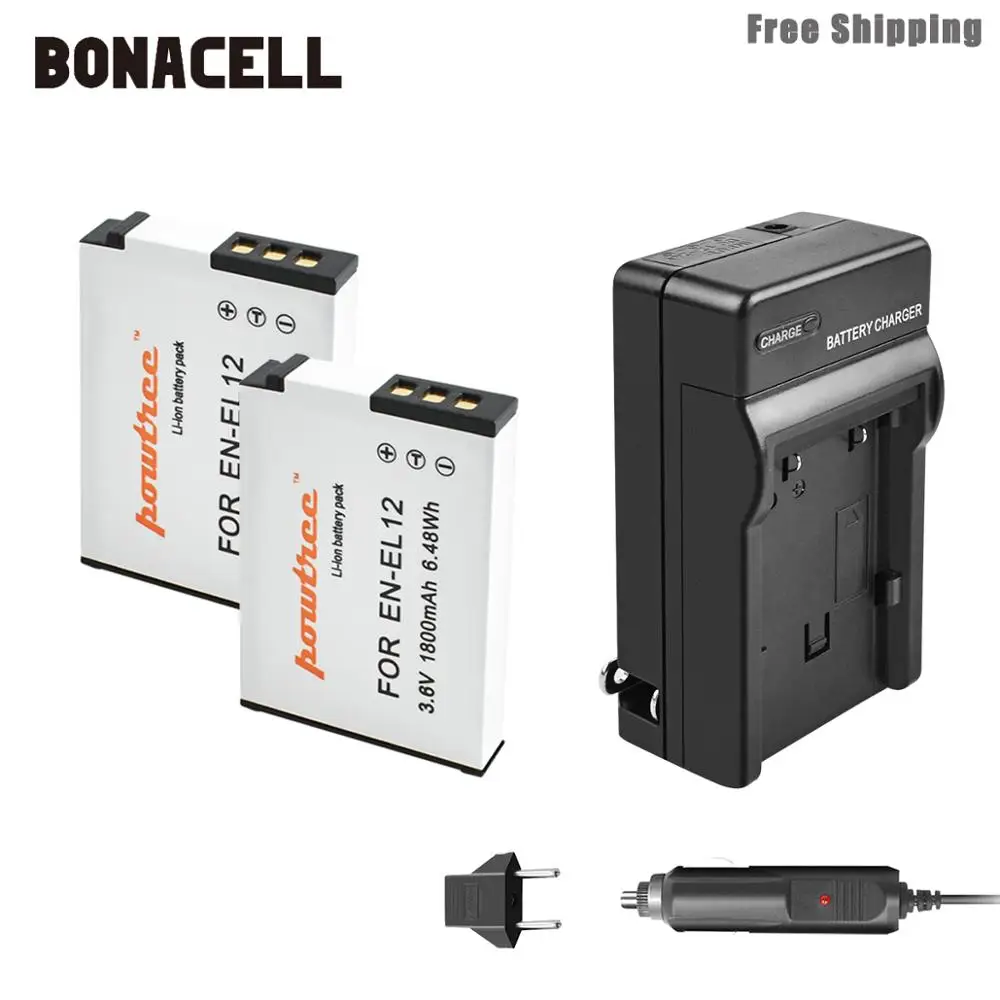 Bonacell 1800 мАч EN EL12 батарея + зарядное устройство для Nikon CoolPix S610 S610c S620 S630 S710 P300 P310 P330