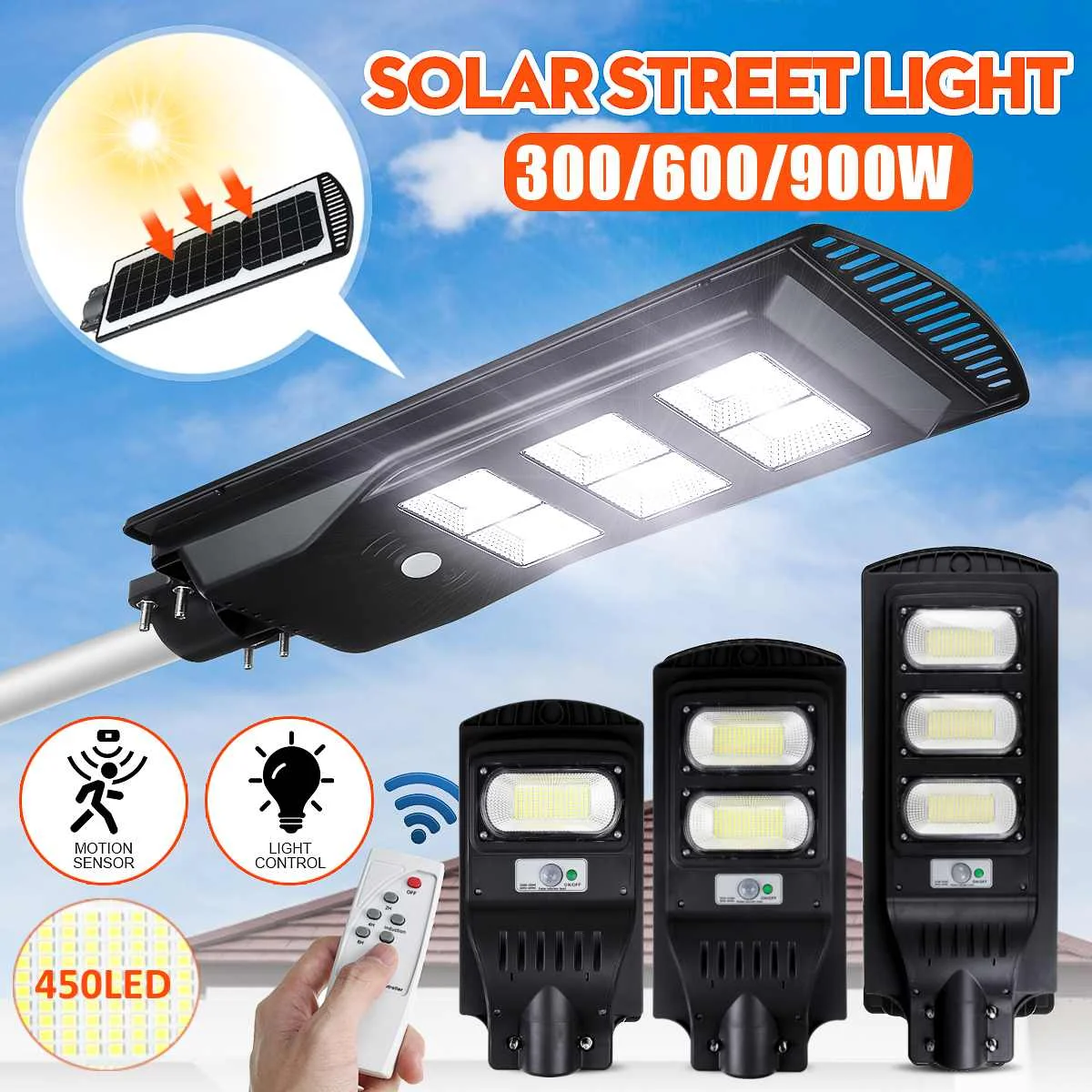 IP65 Remote Control LED Solar Lamp Waterproof Street Light 300W 600W 900W Super Bright Radar PIR Motion Sensor Security Lamps
IP65 Remote Control LED Solar Lamp Waterproof Street Light 300W 600W 900W Super Bright Radar PIR Motion Sensor Security Lamps