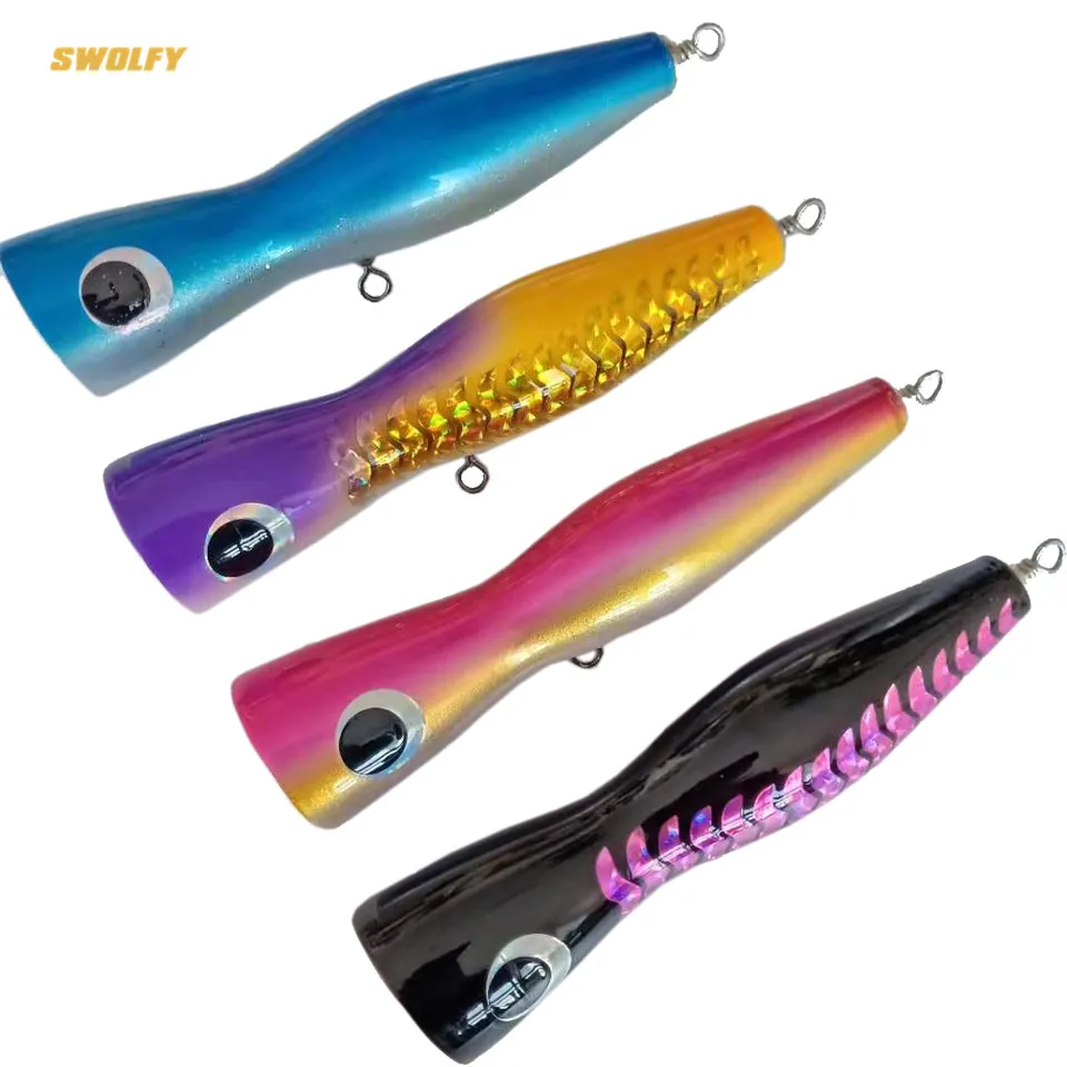 SWOLFY 4PCS/LOT Big Game Boat Fishing Lure about 120g/180mm GT Surface Wood Popper lure Deep Sea popper Boat lure
SWOLFY 4PCS/LOT Big Game Boat Fishing Lure about 120g/180mm GT Surface Wood Popper lure Deep Sea popper Boat lure